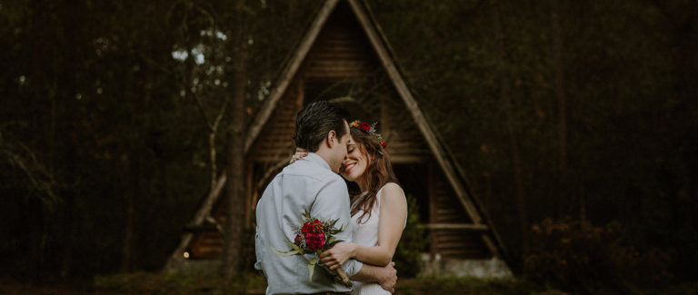 alternative engagement session in the woods