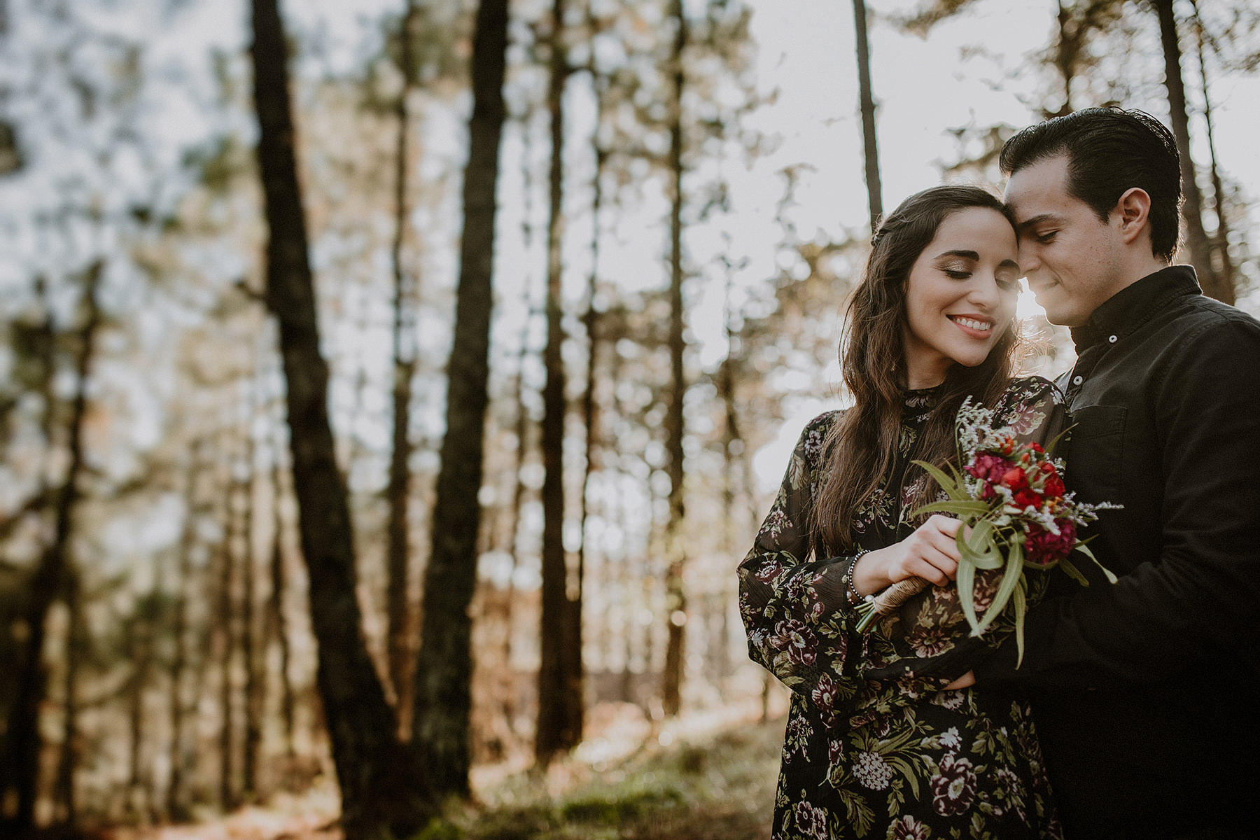 engagement session in the woods