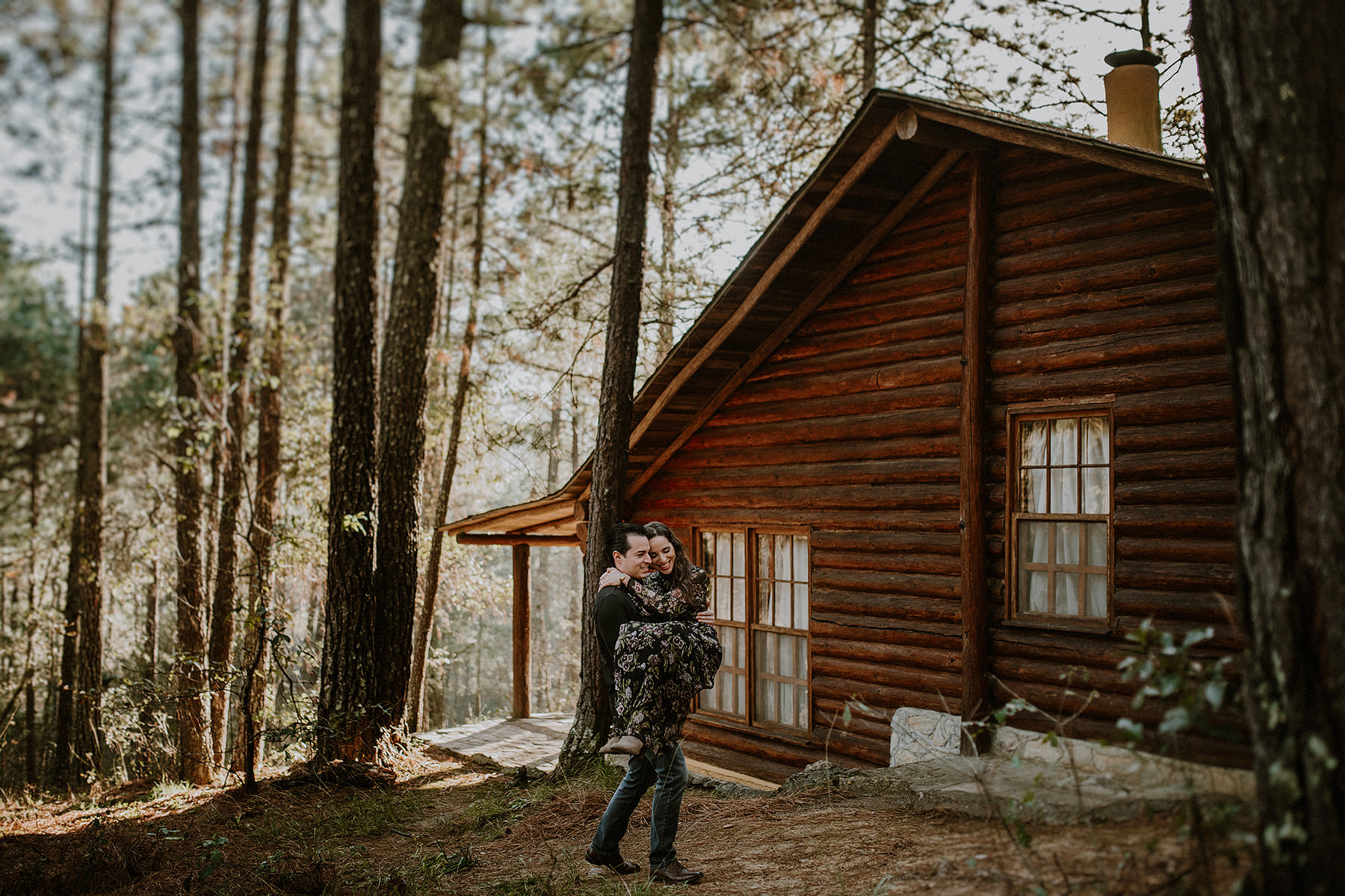 engagement session in the woods