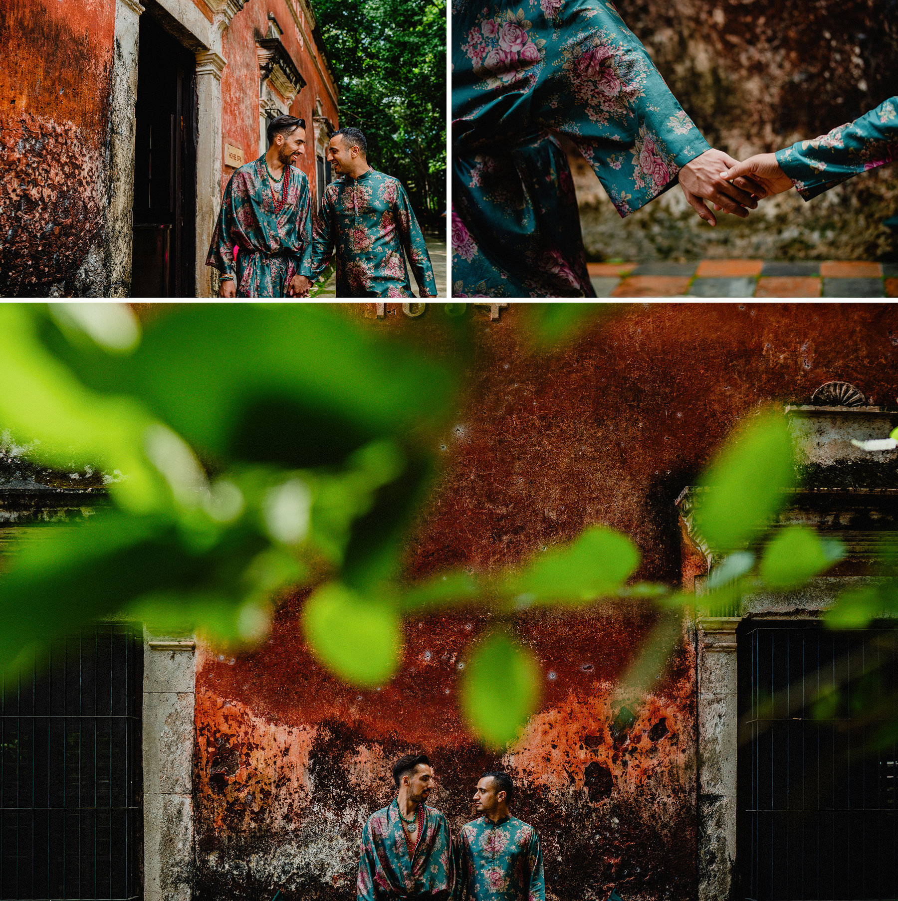 same-sex indian mexican destination wedding at hacienda uayamon in campeche