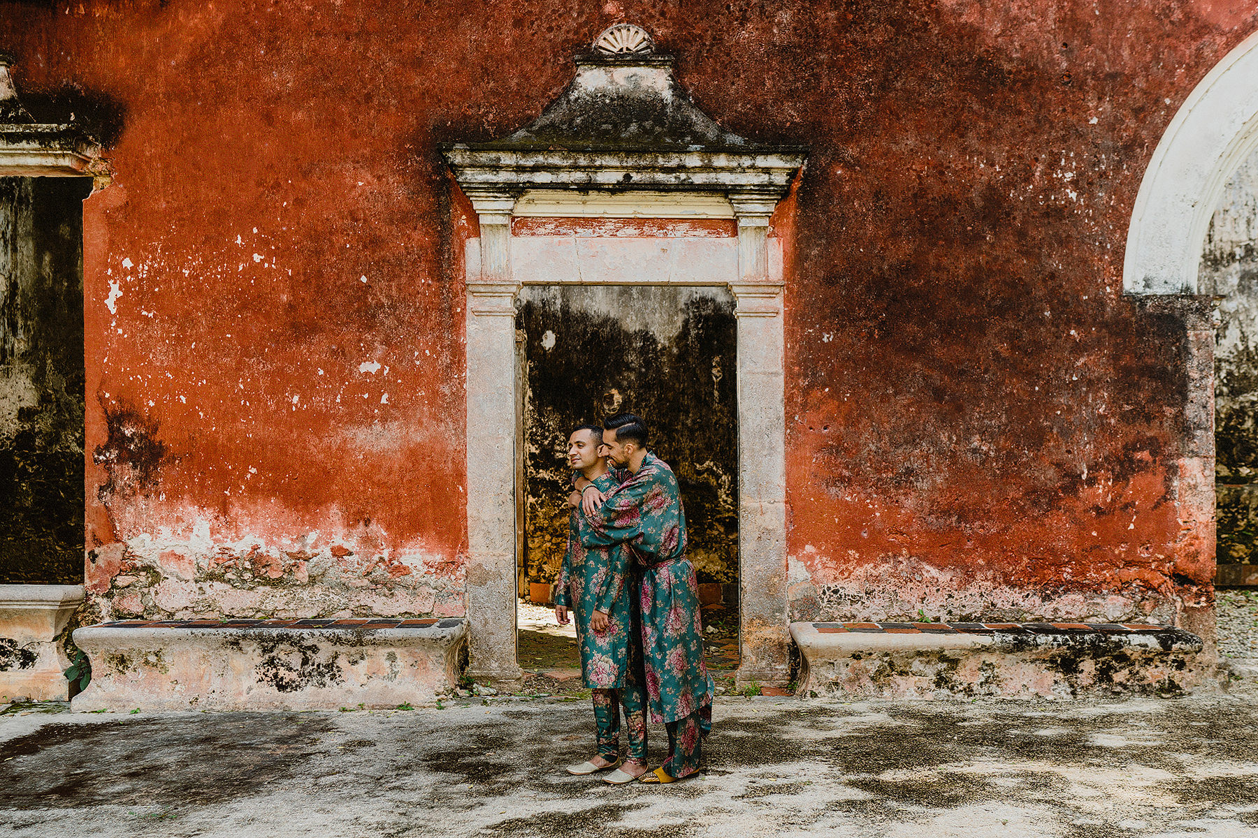 same-sex indian mexican destination wedding at hacienda uayamon in campeche
