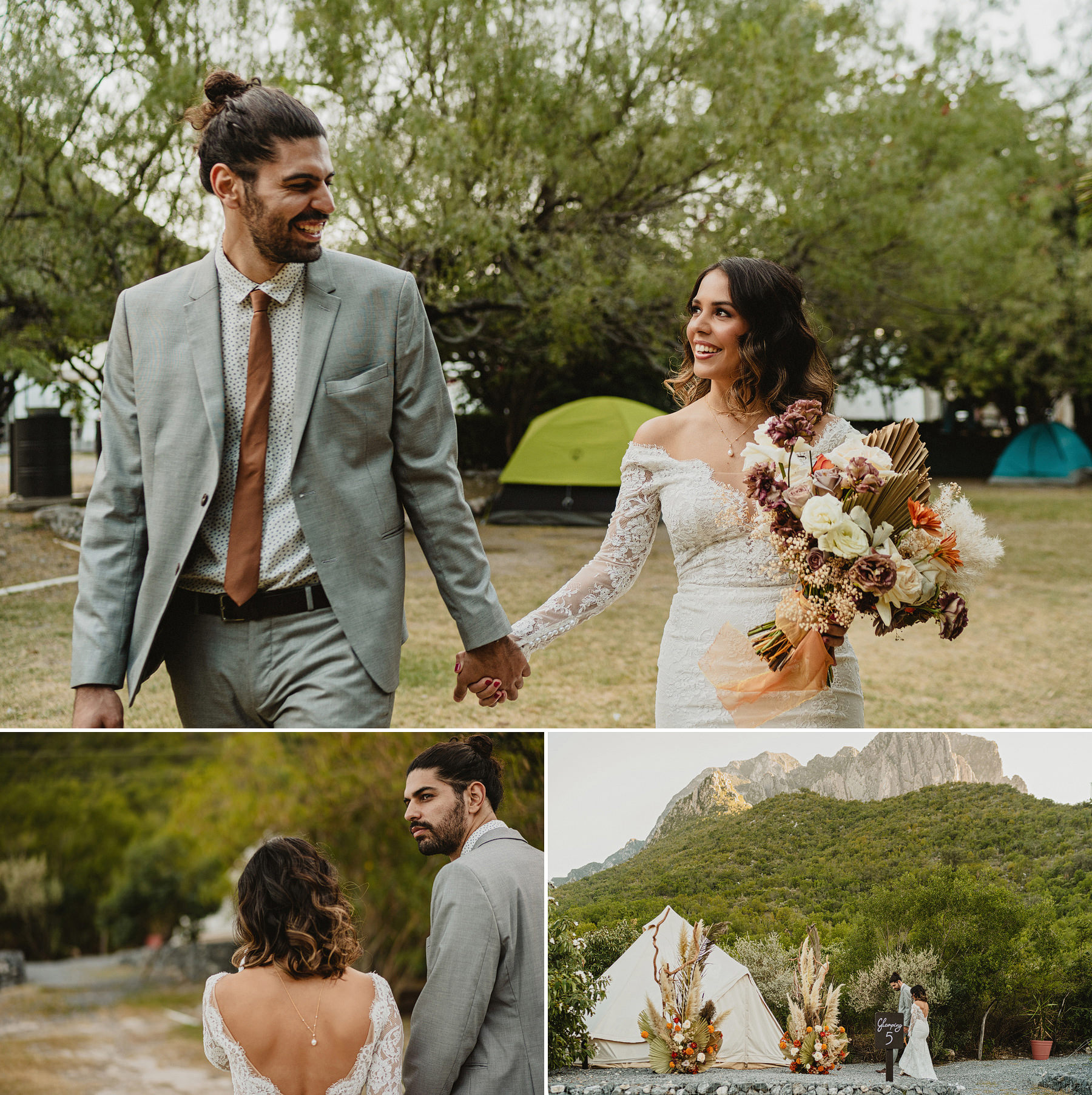 boda elopement con glamping en la posada en el potrero chico